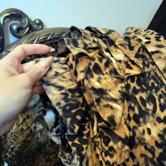Vintage Early 90's Leopard Print Ruffle Top - Picture 3 of 7